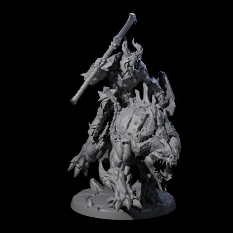 Four Demonic Ravagers riding Hellhounds Miniature for Dungeons and Dragons, Pathfinder or other TTRPGs