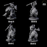 Four Demonic Ravagers riding Hellhounds Miniature for Dungeons and Dragons, Pathfinder or other TTRPGs