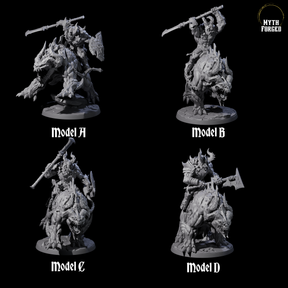 Four Demonic Ravagers riding Hellhounds Miniature for Dungeons and Dragons, Pathfinder or other TTRPGs