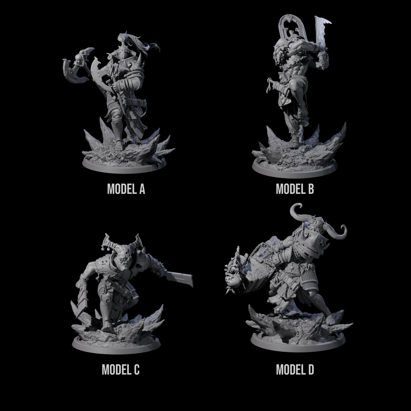 Four Descending Doomwalkers Miniature for Dungeons and Dragons, Pathfinder or other TTRPGs