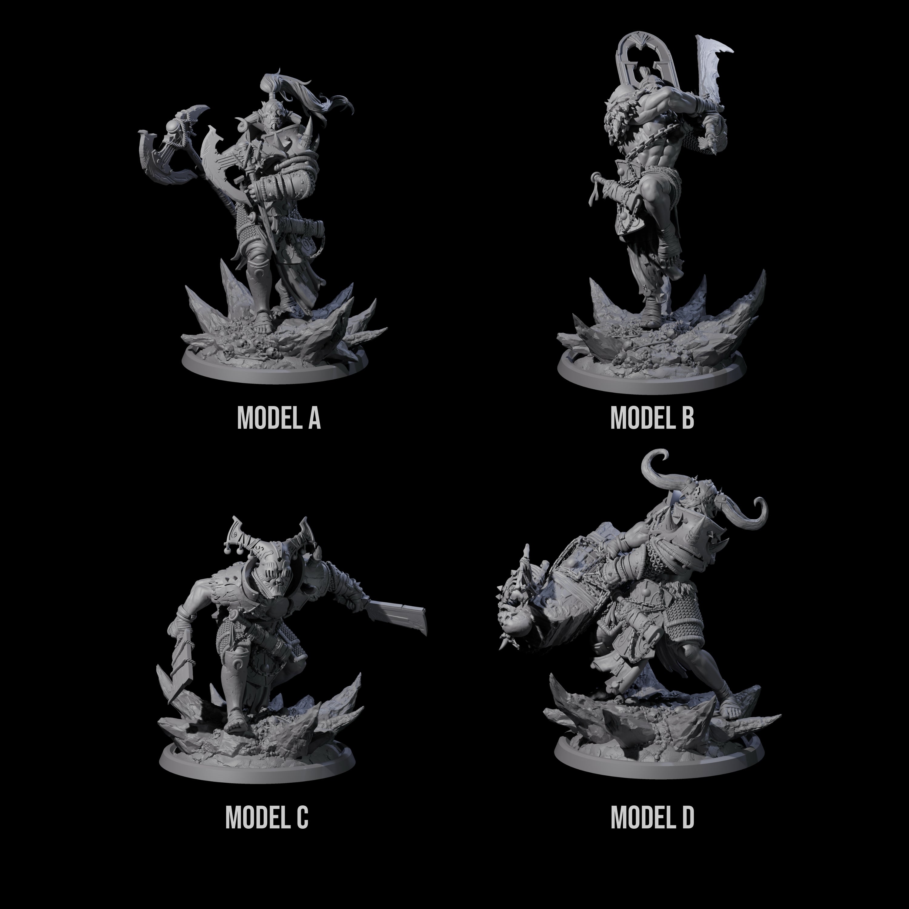 Four Descending Doomwalkers Miniature for Dungeons and Dragons, Pathfinder or other TTRPGs