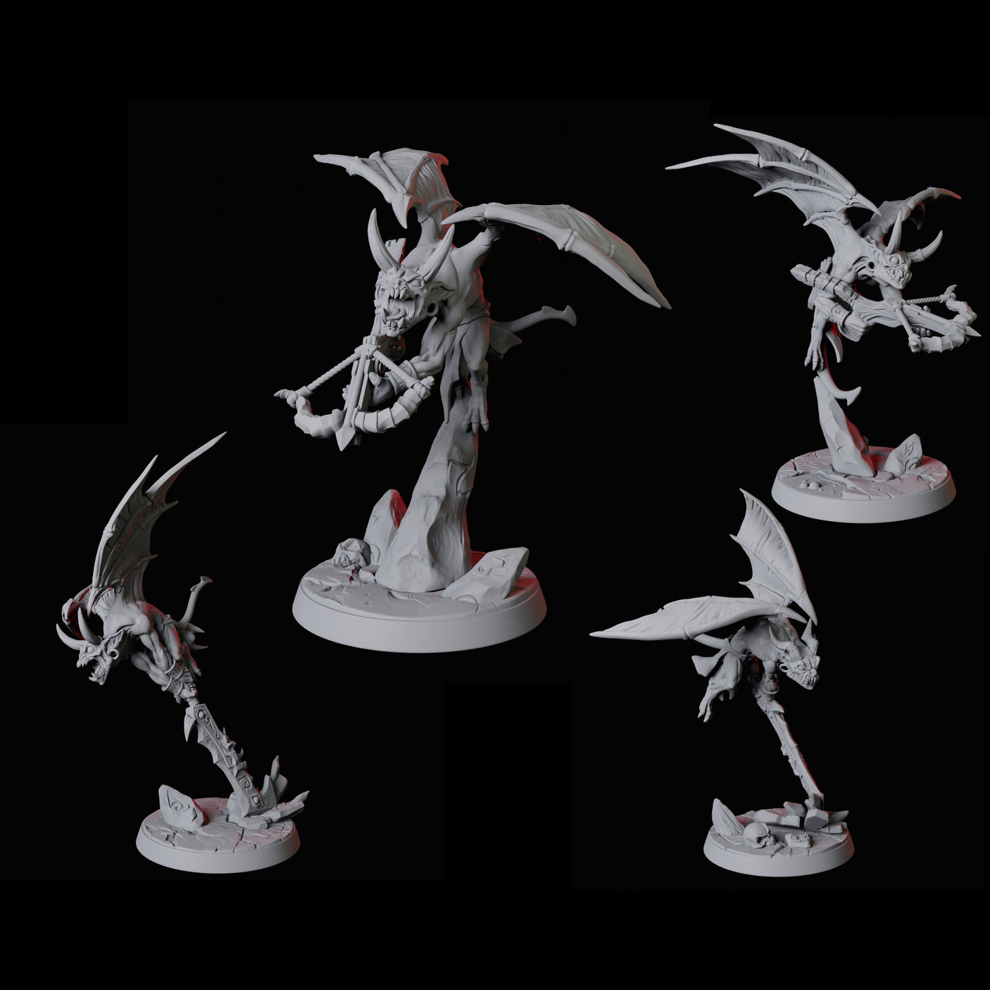 Four Devil Imps Miniature for Dungeons and Dragons, Pathfinder or other TTRPGs