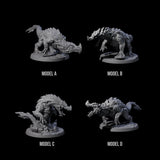 Four Devious Burrowdrakes Miniature for Dungeons and Dragons, Pathfinder or other TTRPGs