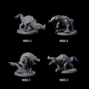 Four Devious Burrowdrakes Miniature for Dungeons and Dragons, Pathfinder or other TTRPGs