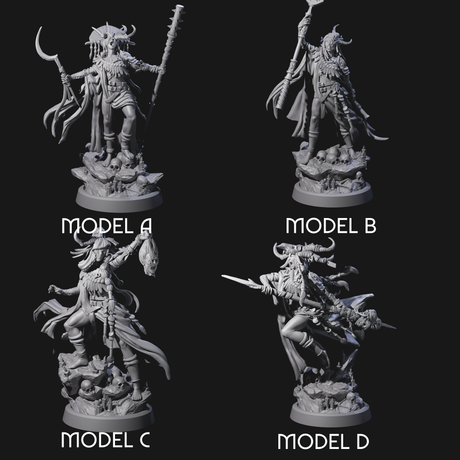 Four Disfigured Witches Miniature for Dungeons and Dragons, Pathfinder or other TTRPGs