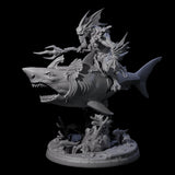 Four Dripping Sahuagin Warriors riding Sharks Miniature for Dungeons and Dragons, Pathfinder or other TTRPGs