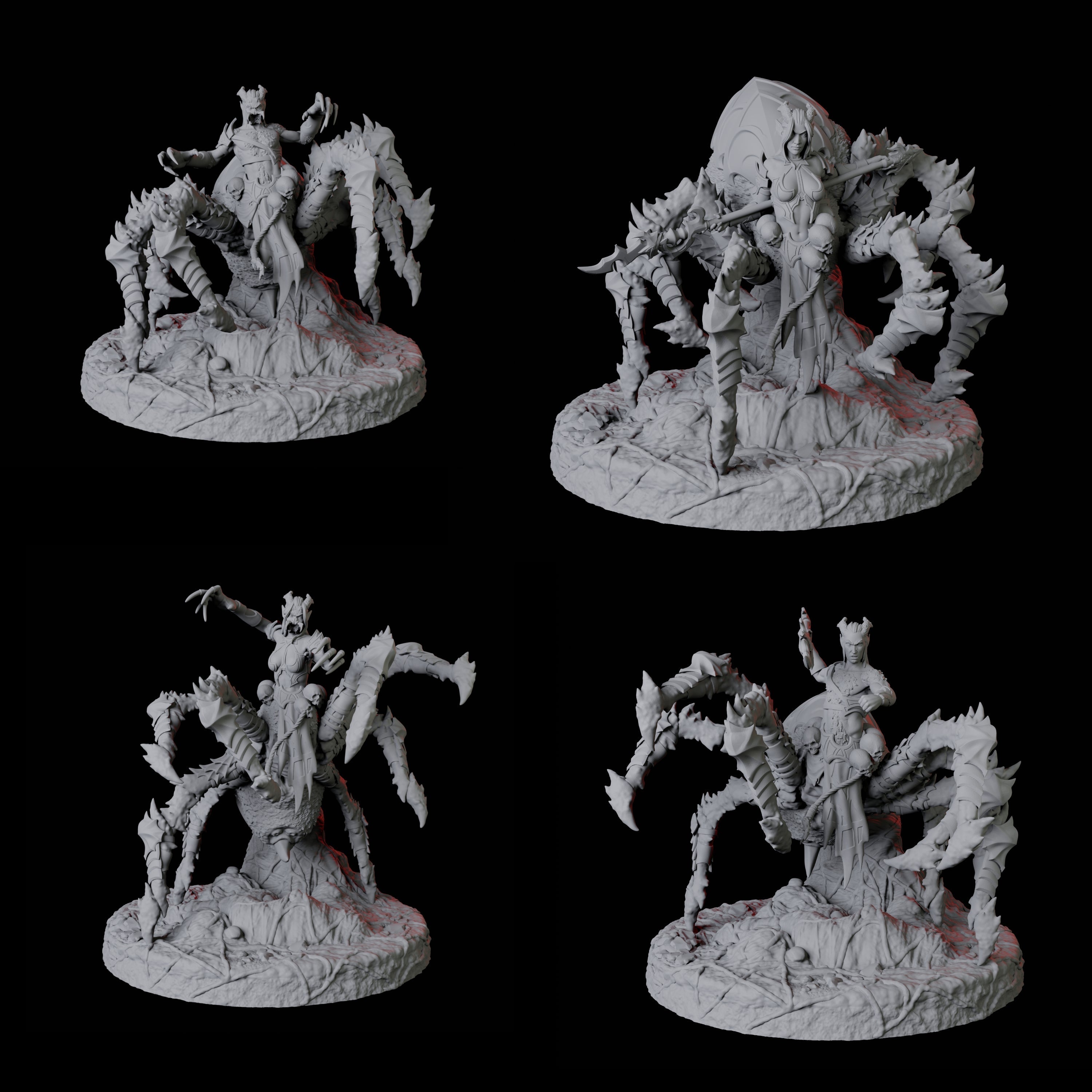 Four Evil Driders Miniature for Dungeons and Dragons, Pathfinder or other TTRPGs