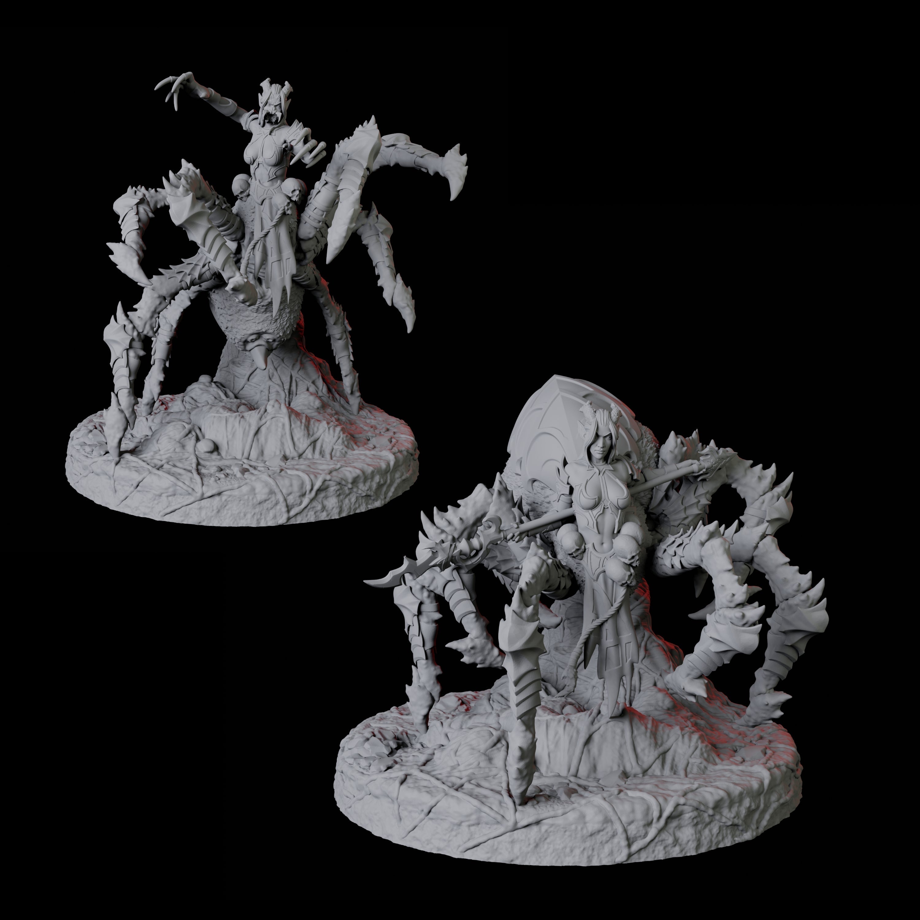 Four Evil Driders Miniature for Dungeons and Dragons, Pathfinder or other TTRPGs