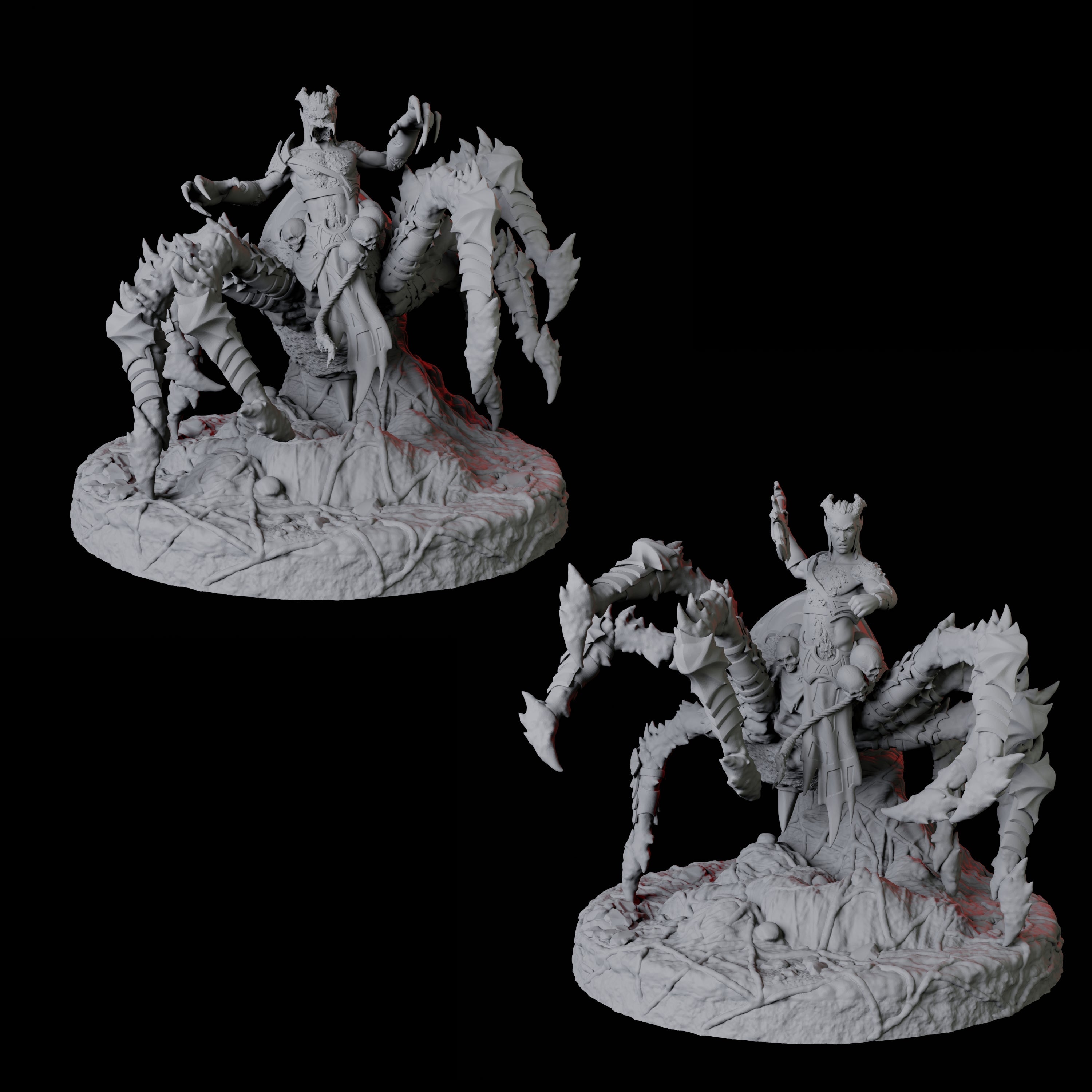 Four Evil Driders Miniature for Dungeons and Dragons, Pathfinder or other TTRPGs