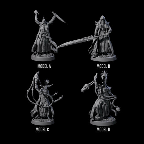 Four Fanatical Orcales Miniature for Dungeons and Dragons, Pathfinder or other TTRPGs