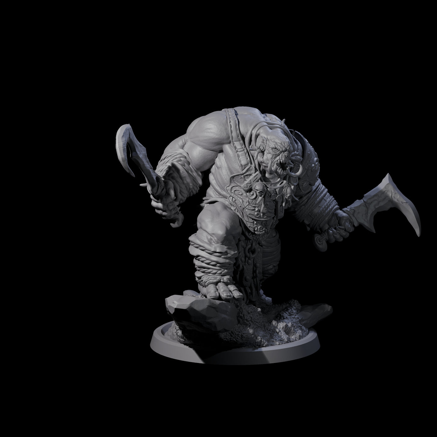 Four Fierce Cave Ogres Miniature for Dungeons and Dragons, Pathfinder or other TTRPGs