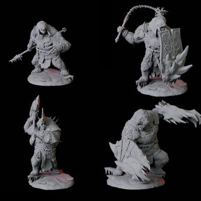 Four Fierce Ursine Warriors Miniature for Dungeons and Dragons, Pathfinder or other TTRPGs