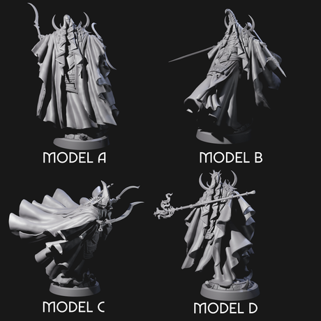 Four Floating Robed Cultists Miniature for Dungeons and Dragons, Pathfinder or other TTRPGs