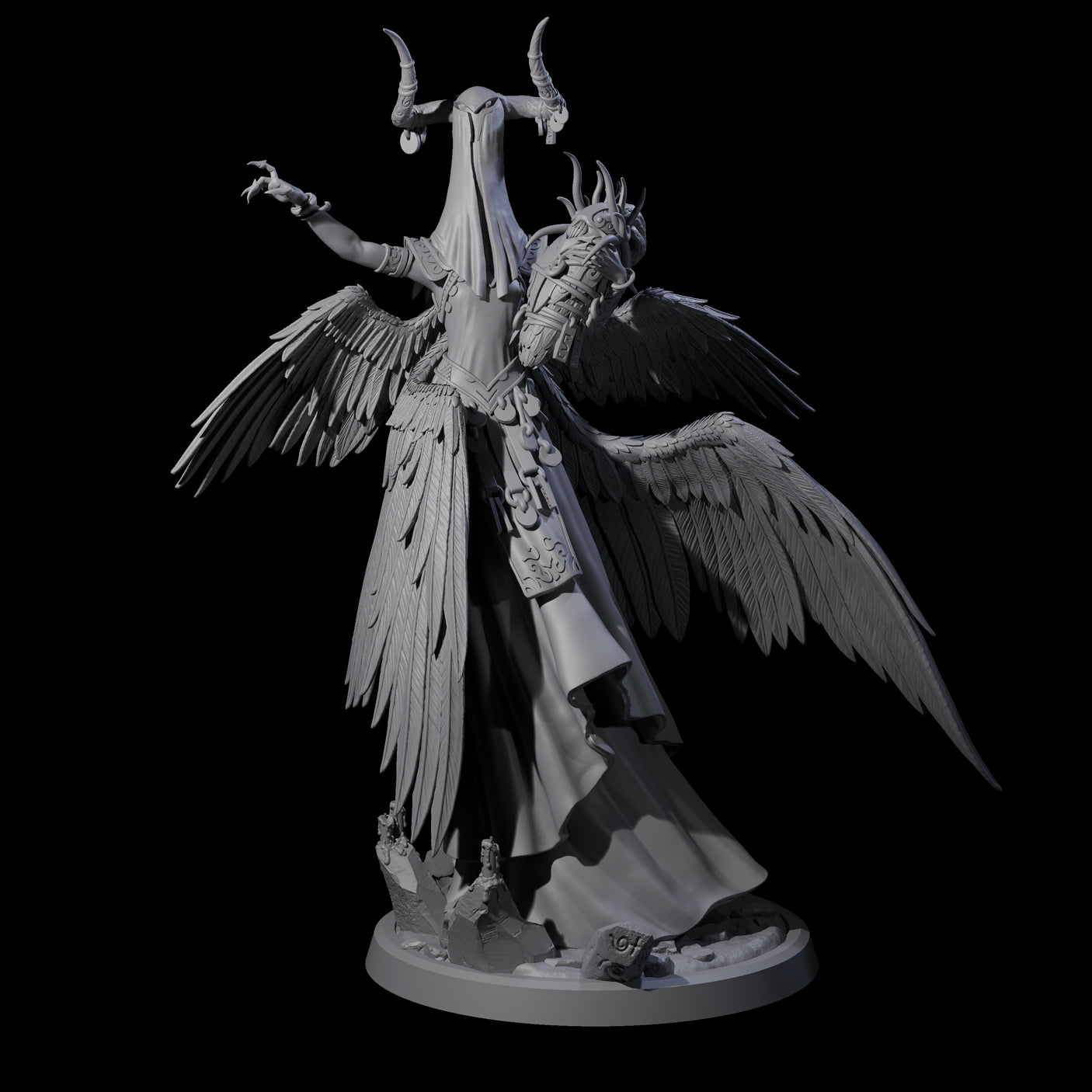 Four Flowing Owl Worshipping Cultists Miniature for Dungeons and Dragons, Pathfinder or other TTRPGs
