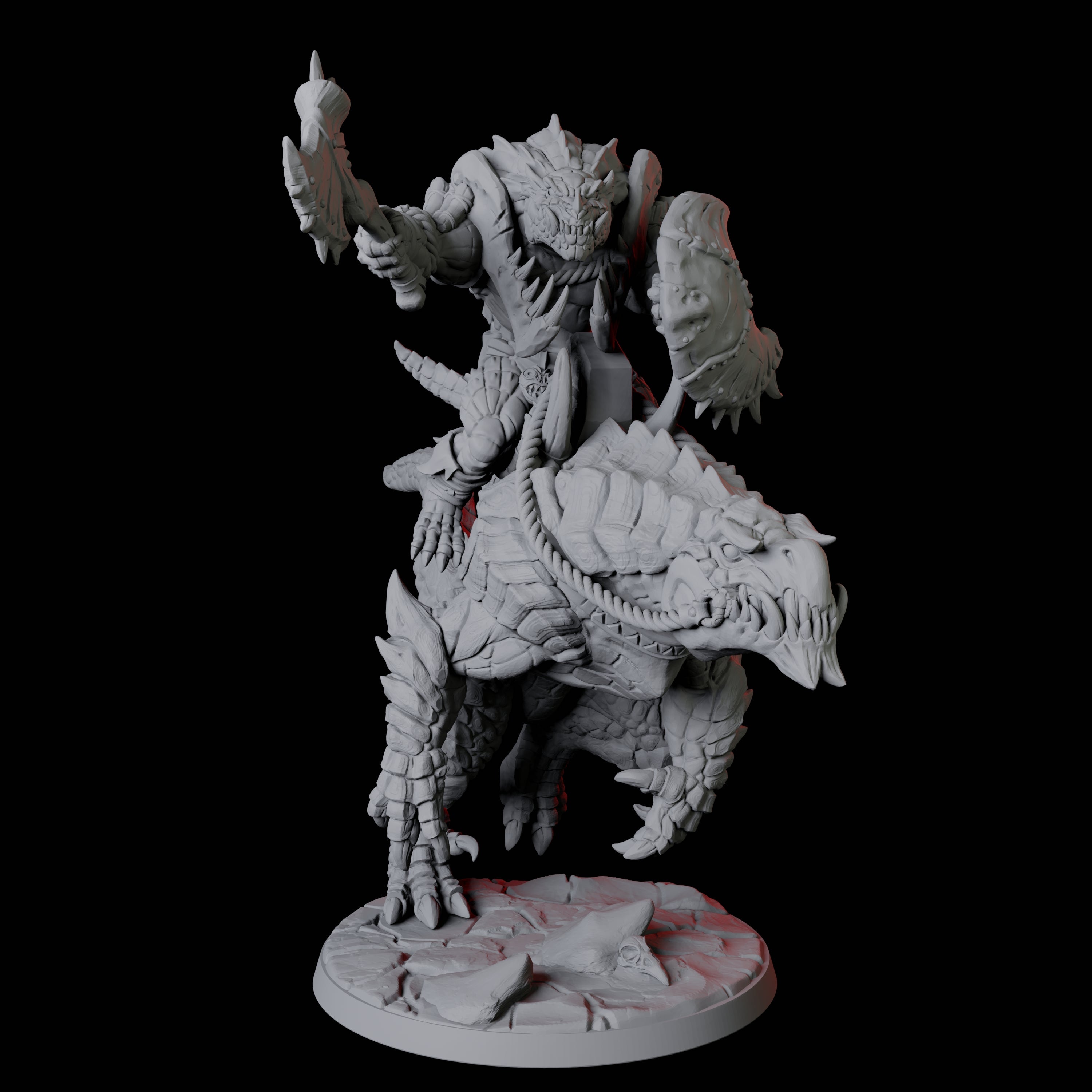 Four Frost Lizardfolk Warrior Riders Miniature for Dungeons and Dragons, Pathfinder or other TTRPGs