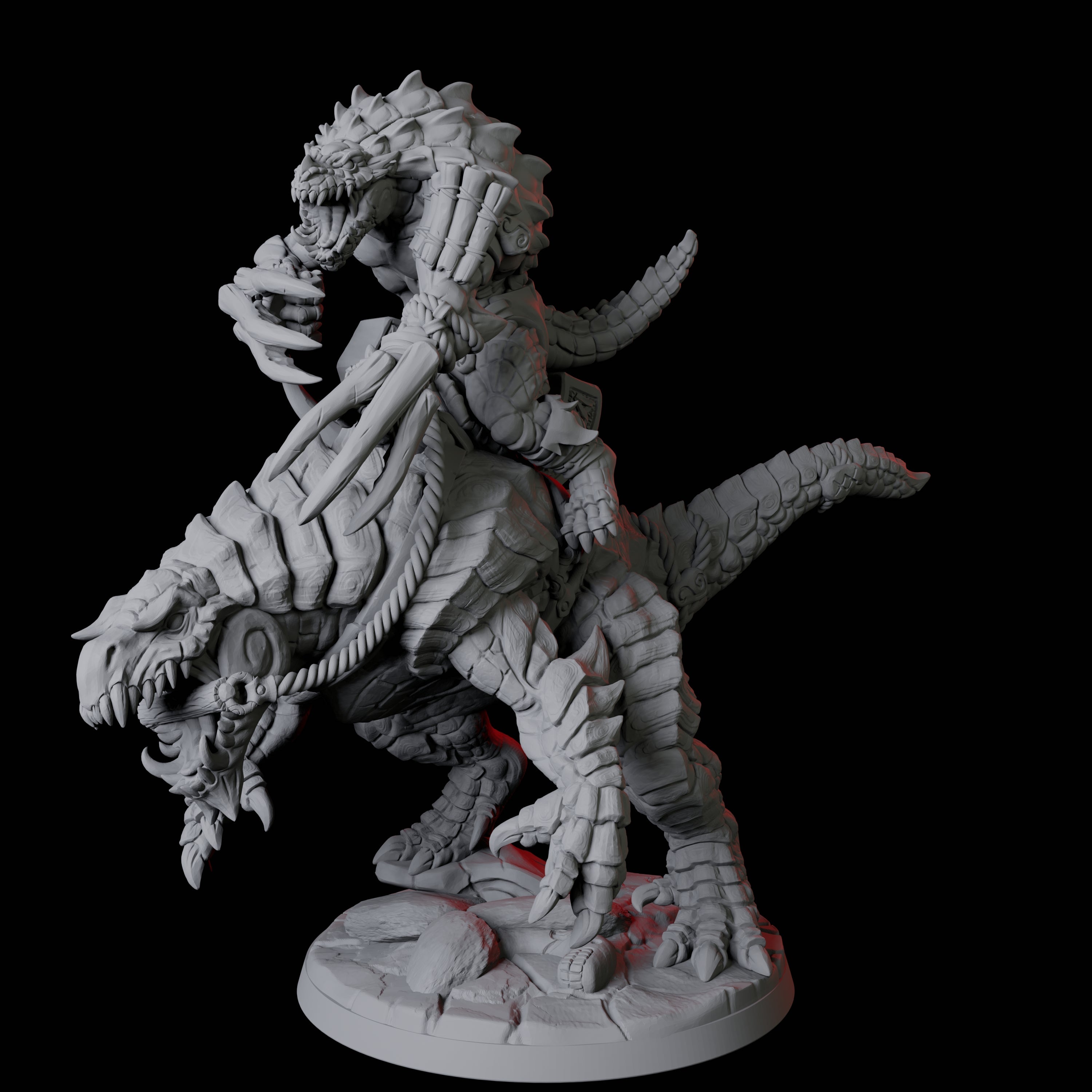 Four Frost Lizardfolk Warrior Riders Miniature for Dungeons and Dragons, Pathfinder or other TTRPGs