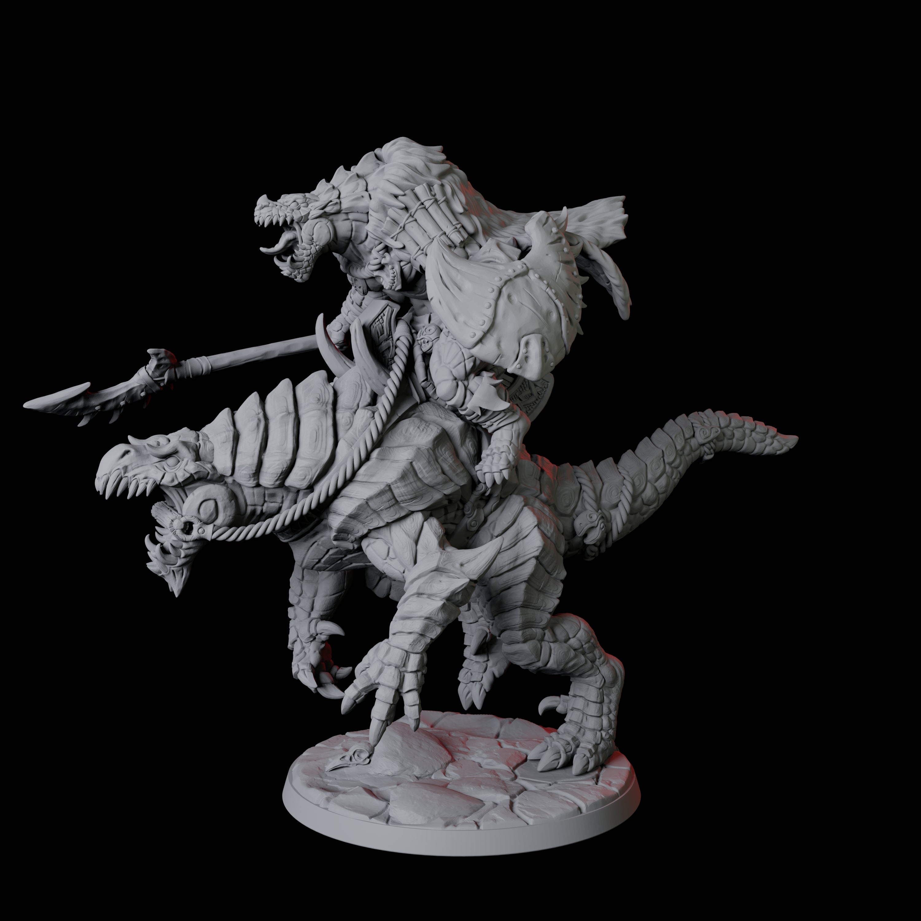 Four Frost Lizardfolk Warrior Riders Miniature for Dungeons and Dragons, Pathfinder or other TTRPGs