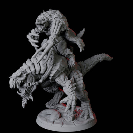 Four Frost Lizardfolk Warrior Riders Miniature for Dungeons and Dragons, Pathfinder or other TTRPGs