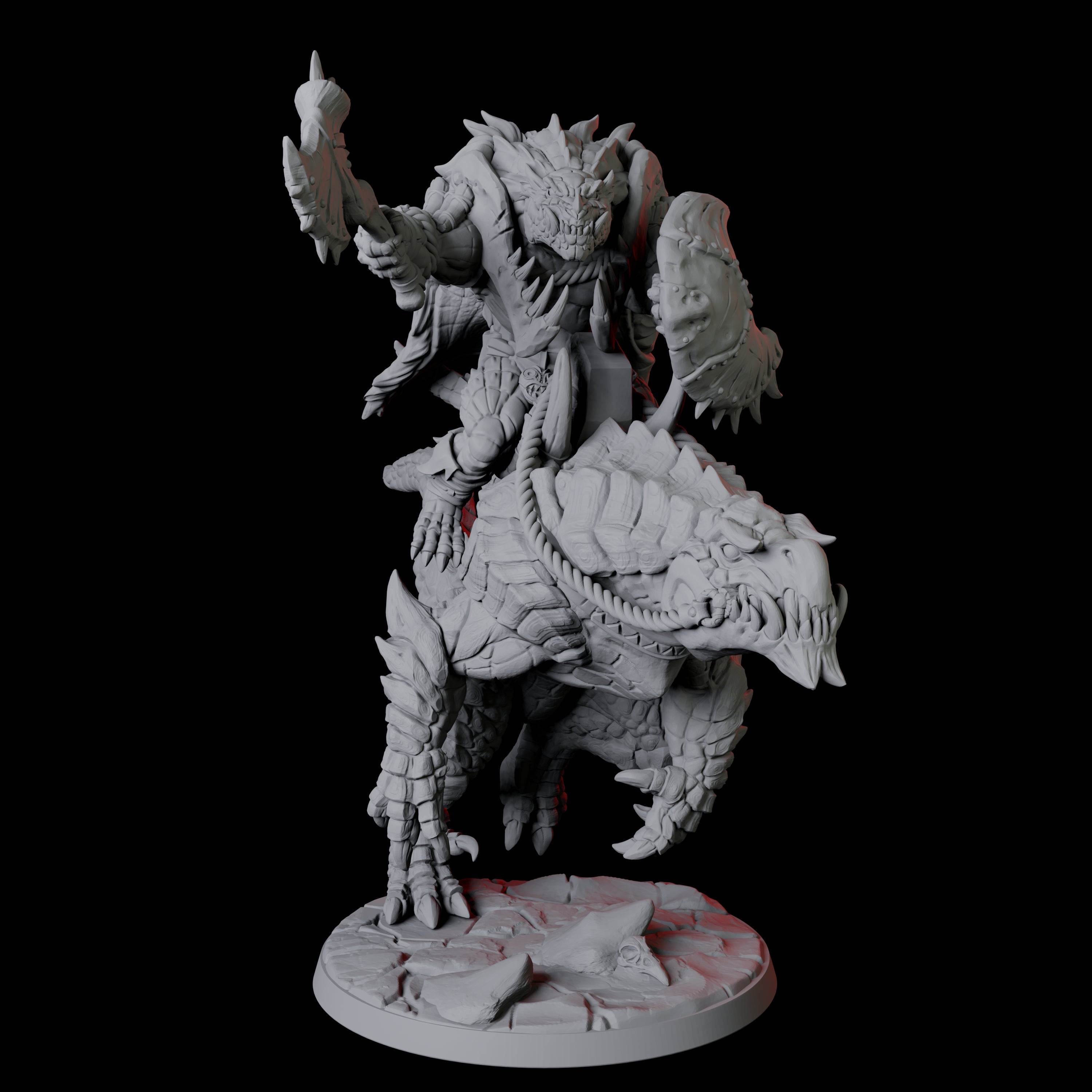 Four Frost Lizardfolk Warrior Riders Miniature for Dungeons and Dragons, Pathfinder or other TTRPGs