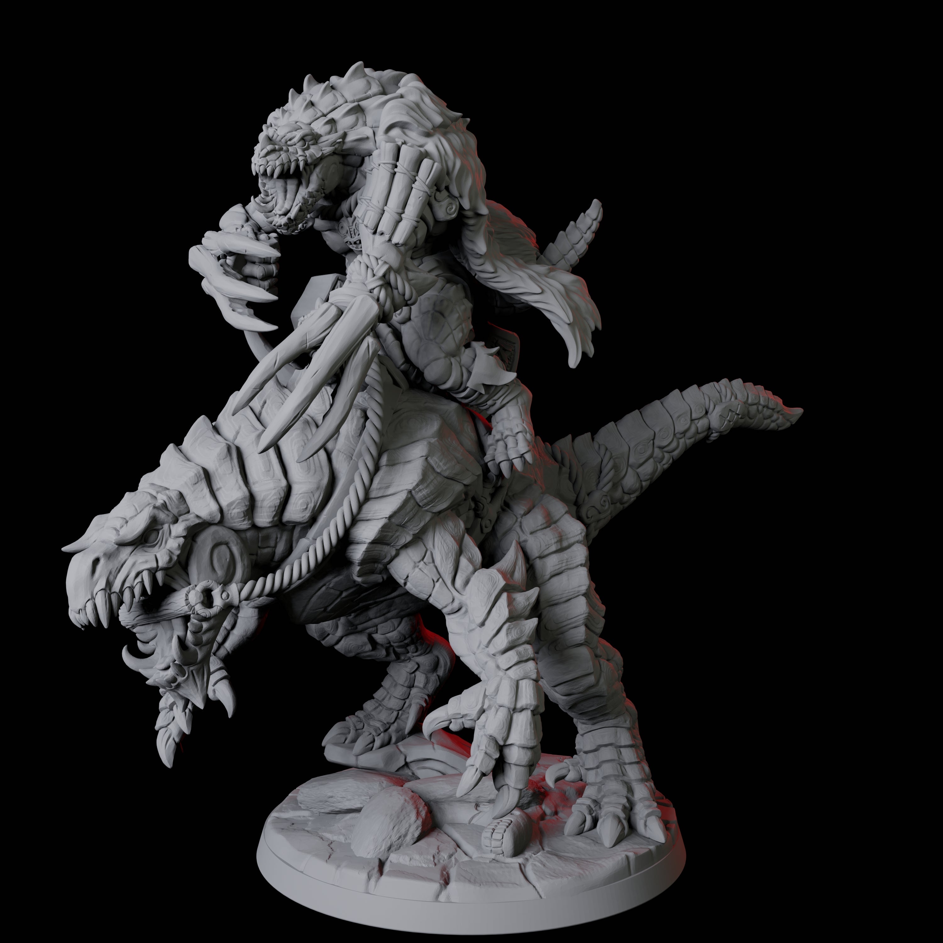 Four Frost Lizardfolk Warrior Riders Miniature for Dungeons and Dragons, Pathfinder or other TTRPGs