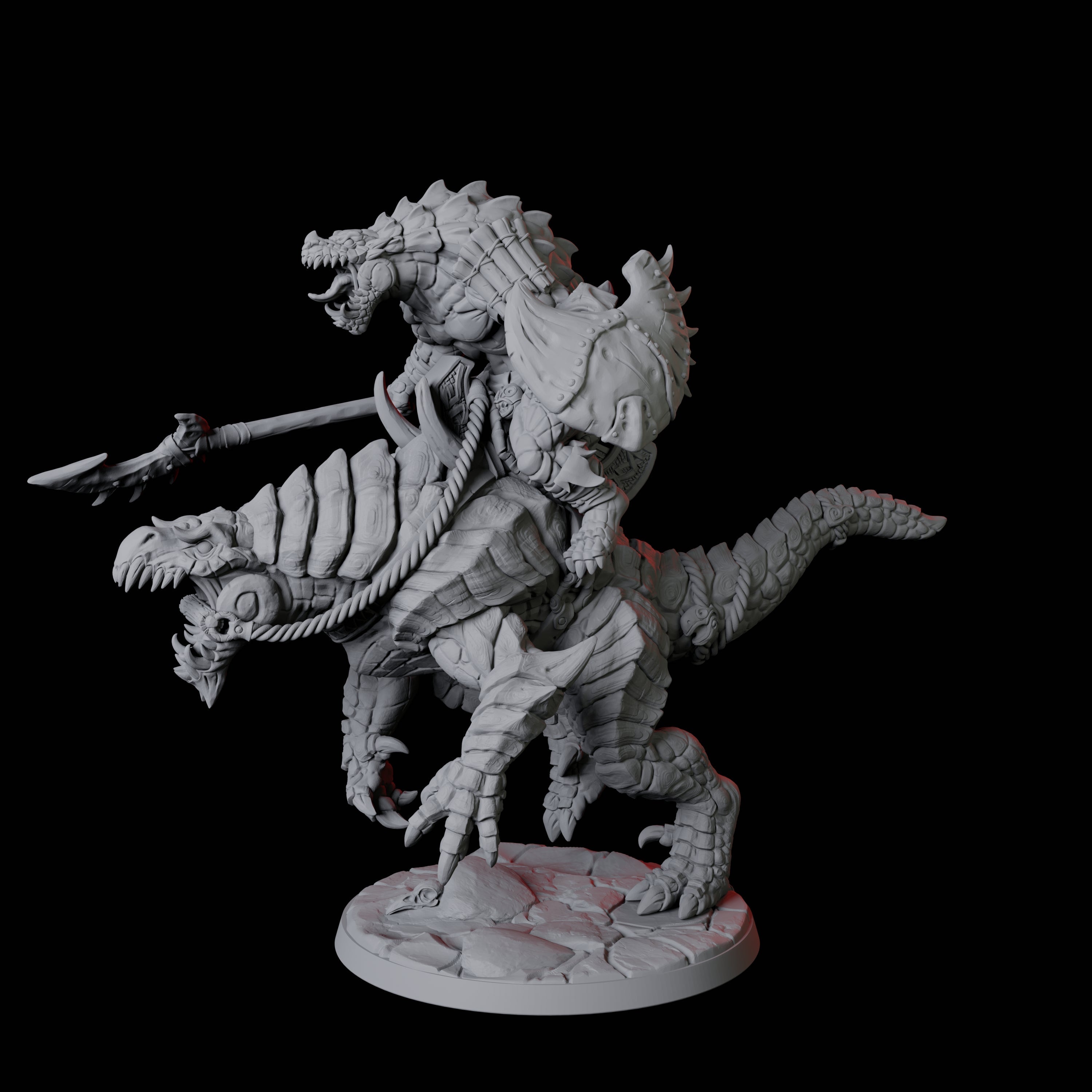 Four Frost Lizardfolk Warrior Riders Miniature for Dungeons and Dragons, Pathfinder or other TTRPGs