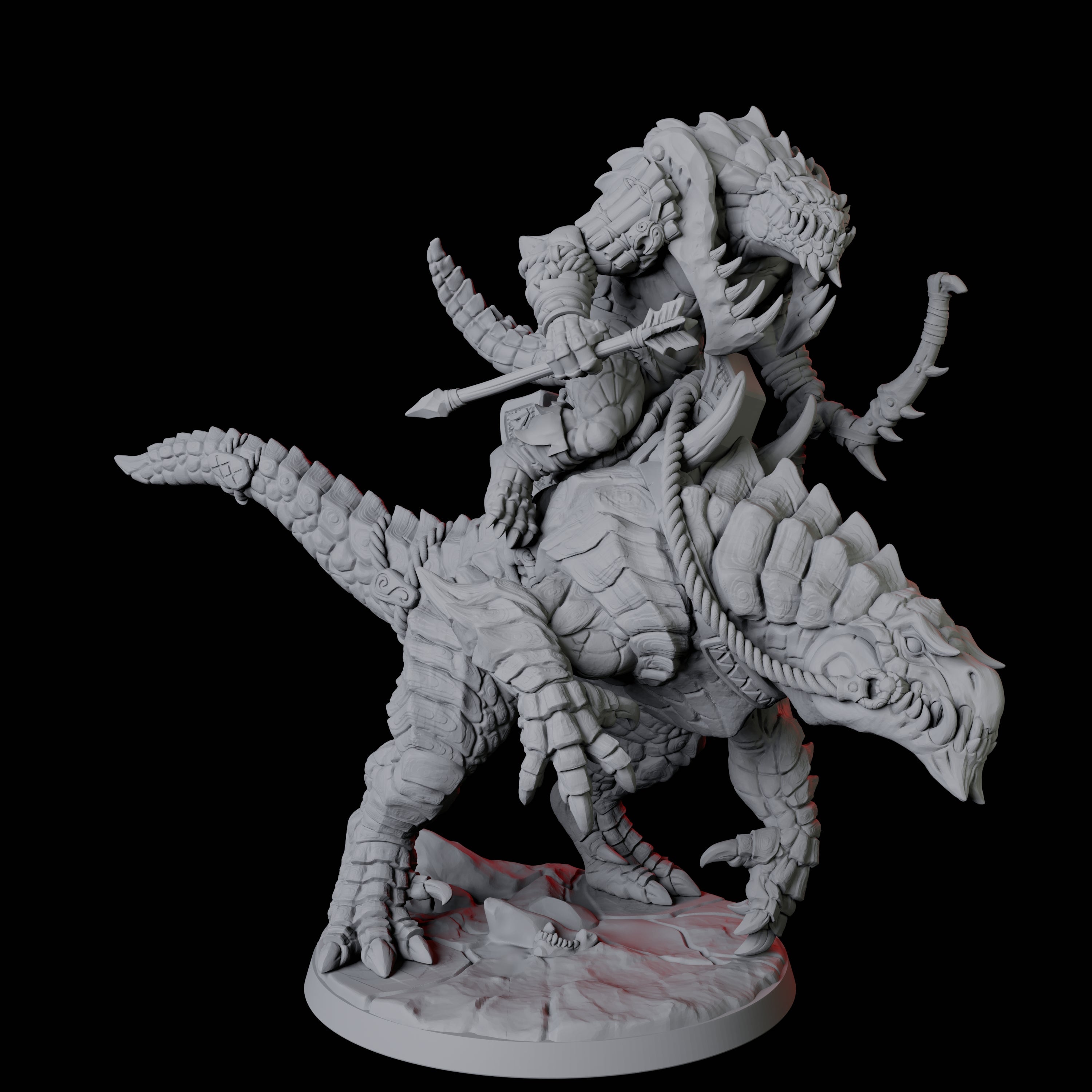 Four Frost Lizardfolk Warrior Riders Miniature for Dungeons and Dragons, Pathfinder or other TTRPGs