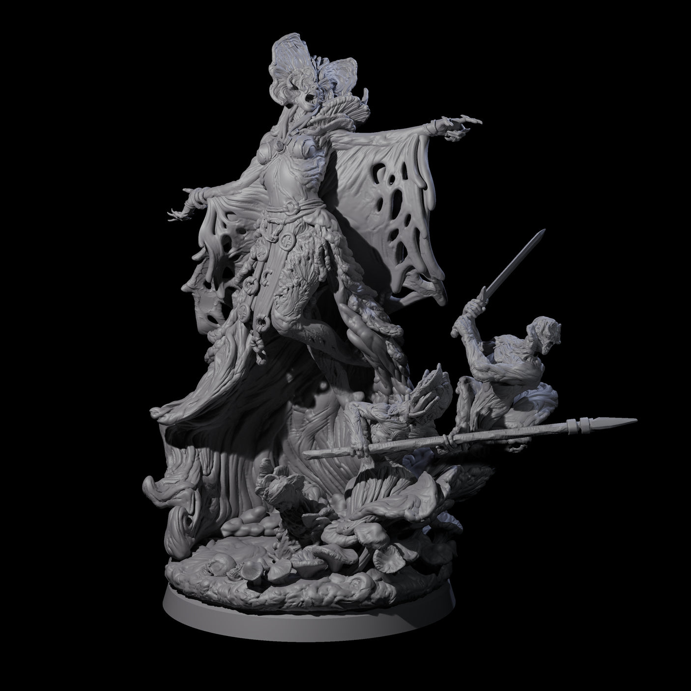 Four Fungal Night Hags Miniature for Dungeons and Dragons, Pathfinder or other TTRPGs
