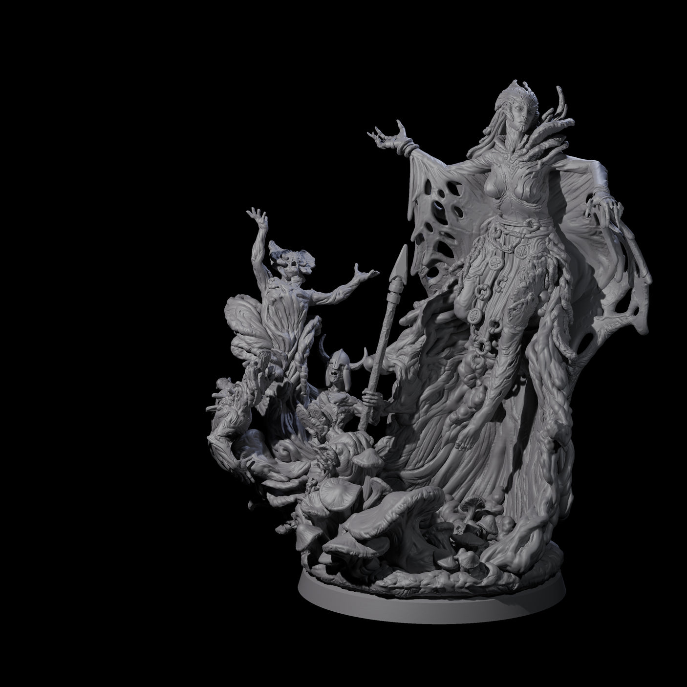 Four Fungal Night Hags Miniature for Dungeons and Dragons, Pathfinder or other TTRPGs