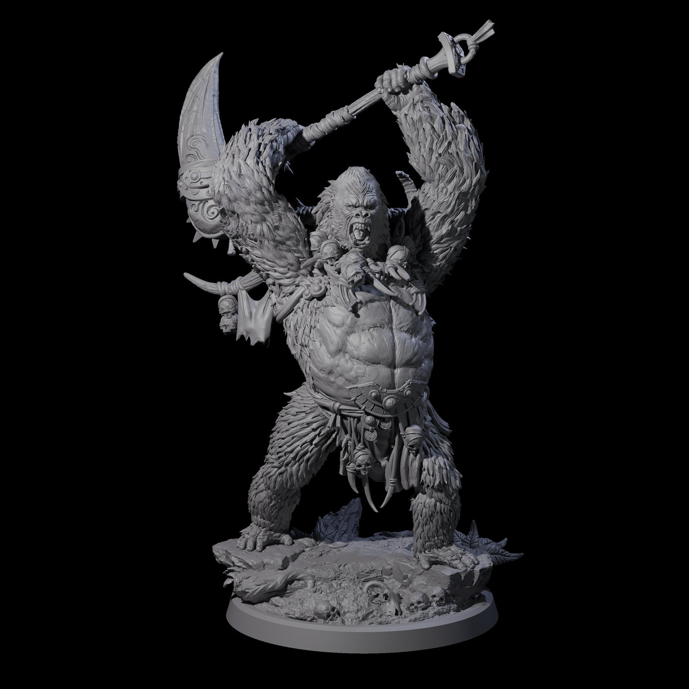 Four Furious Giant Apes Miniature for Dungeons and Dragons, Pathfinder or other TTRPGs