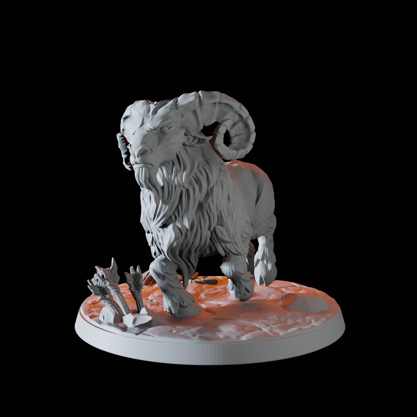Four Giant Rams Miniature for Dungeons and Dragons, Pathfinder or other TTRPGs
