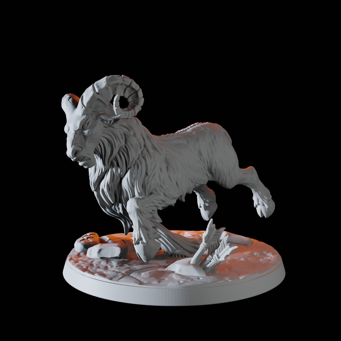 Four Giant Rams Miniature for Dungeons and Dragons, Pathfinder or other TTRPGs