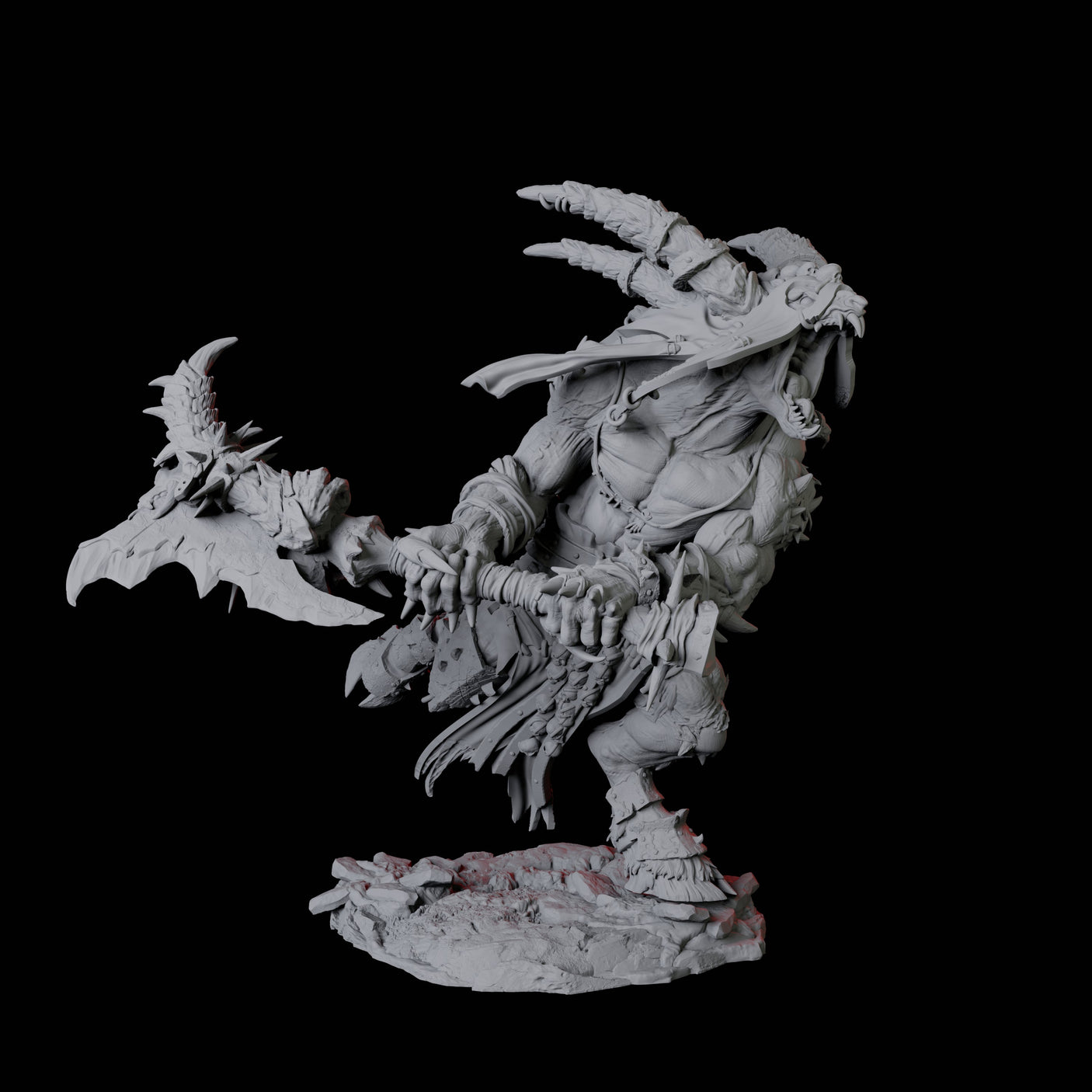 Four Giant Ratfolk Barbarians Miniature for Dungeons and Dragons, Pathfinder or other TTRPGs