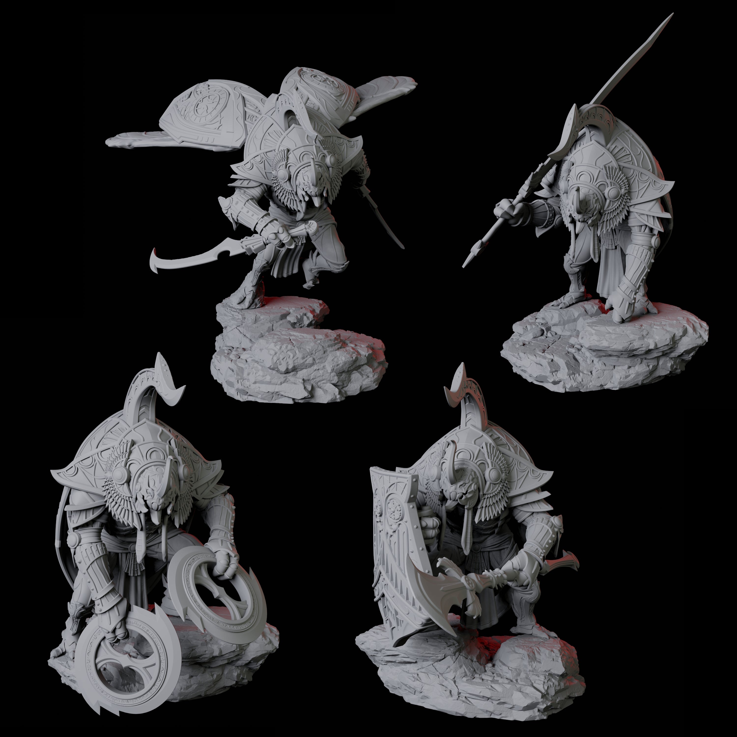 Four Giant Scarab Warriors Miniature for Dungeons and Dragons, Pathfinder or other TTRPGs