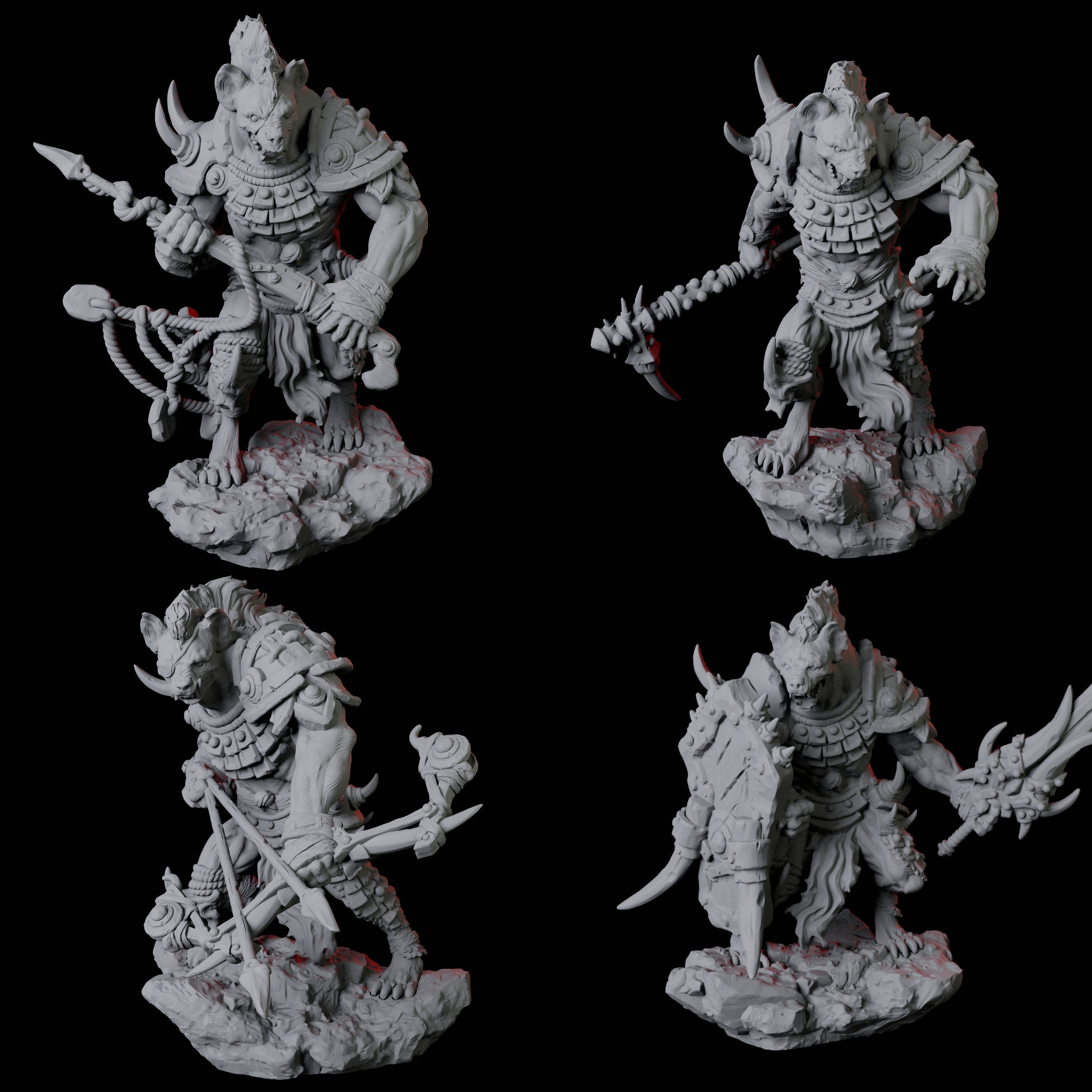 Four Gnoll Scout Miniatures for Dungeons and Dragons, Pathfinder and ...