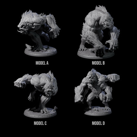 Four Grim Barlguras Miniature for Dungeons and Dragons, Pathfinder or other TTRPGs