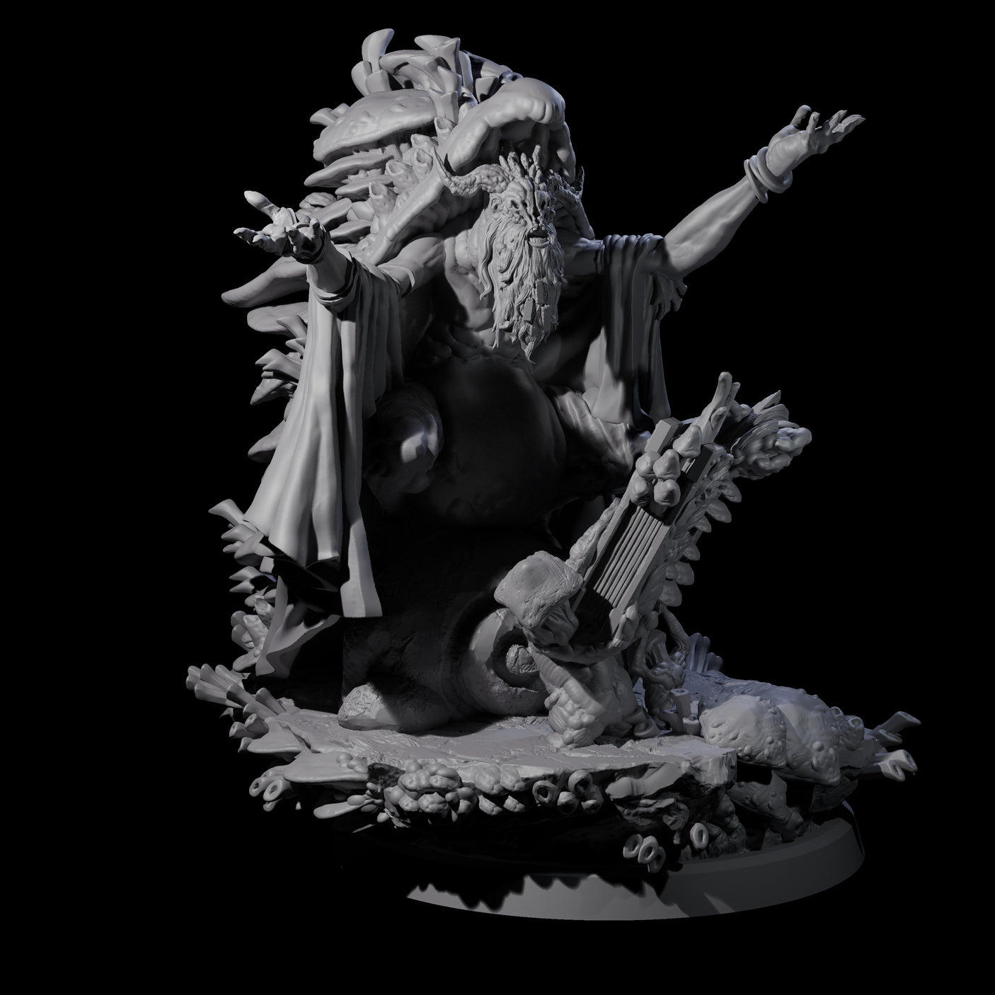 Four Growing Fungus Cultists Miniature for Dungeons and Dragons, Pathfinder or other TTRPGs