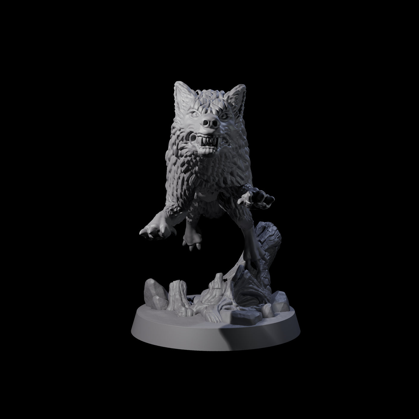 Four Growling Wolves Miniature for Dungeons and Dragons, Pathfinder or other TTRPGs