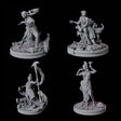 Four Hairless Tabaxi Warriors Miniature for Dungeons and Dragons, Pathfinder or other TTRPGs