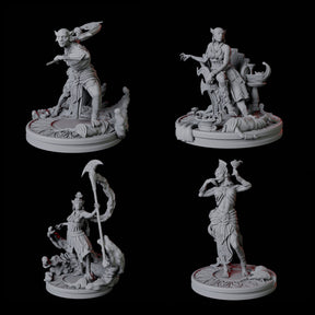 Four Hairless Tabaxi Warriors Miniature for Dungeons and Dragons, Pathfinder or other TTRPGs