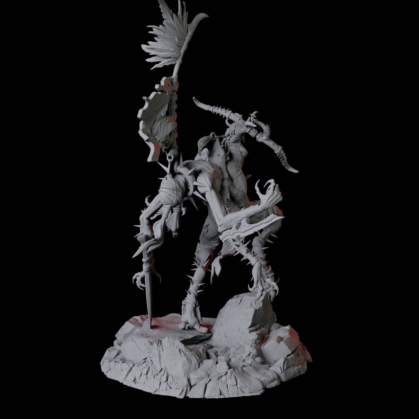 Four Hideous Demonic Cavalry Miniature for Dungeons and Dragons, Pathfinder or other TTRPGs