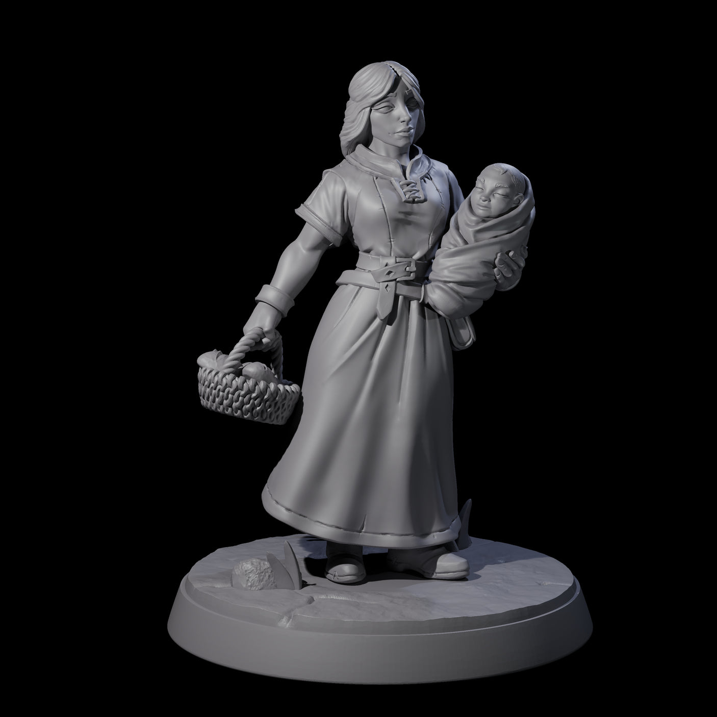 Four Honest Village Women Miniature for Dungeons and Dragons, Pathfinder or other TTRPGs