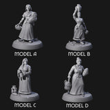 Four Honest Village Women Miniature for Dungeons and Dragons, Pathfinder or other TTRPGs