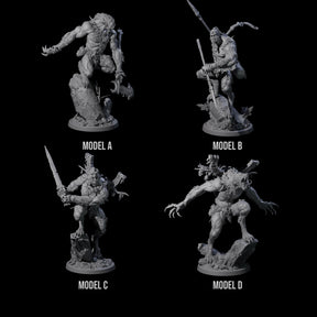 Four Howling Lycans Miniature for Dungeons and Dragons, Pathfinder or other TTRPGs