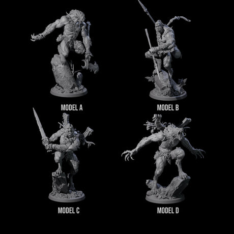 Four Howling Lycans Miniature for Dungeons and Dragons, Pathfinder or other TTRPGs