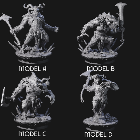 Four Hunting Balors Miniature for Dungeons and Dragons, Pathfinder or other TTRPGs