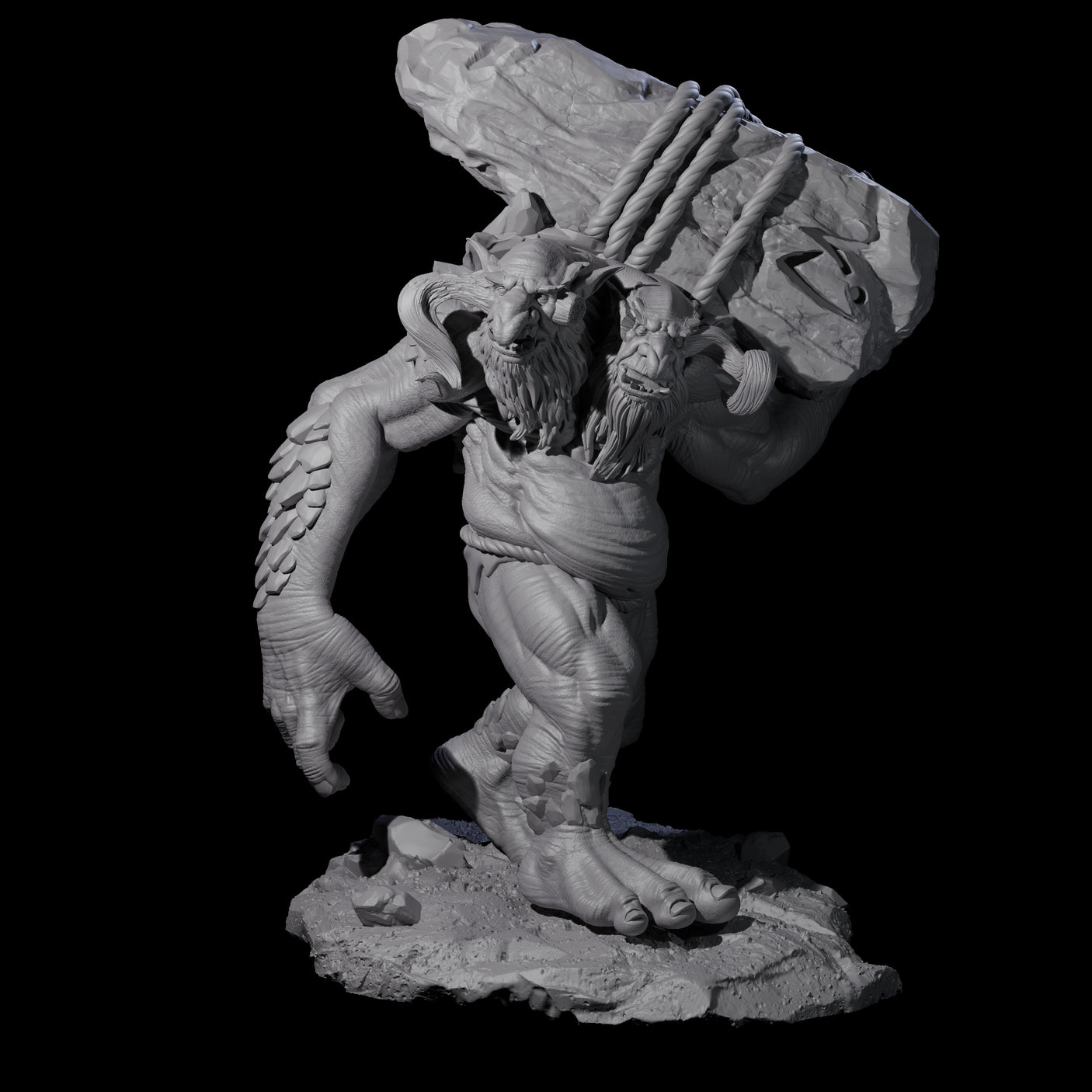 Four Hurling Ettins Miniature for Dungeons and Dragons, Pathfinder or other TTRPGs