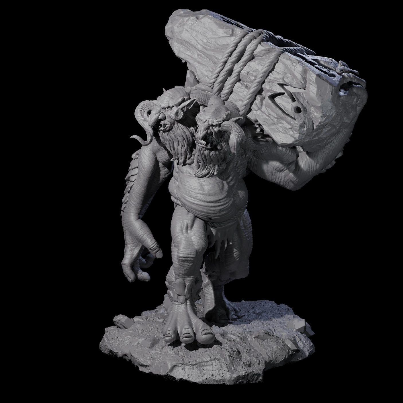 Four Hurling Ettins Miniature for Dungeons and Dragons, Pathfinder or other TTRPGs