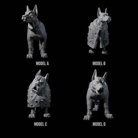 Four Inquisitive Dogs Miniature for Dungeons and Dragons, Pathfinder or other TTRPGs