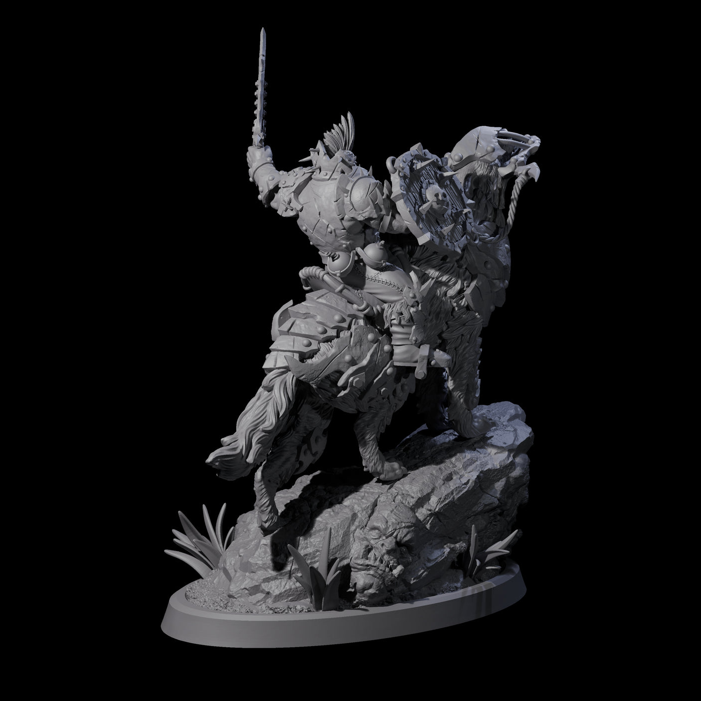 Four Ironclad Orc Warg Riders Miniature for Dungeons and Dragons, Pathfinder or other TTRPGs