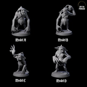 Four Knuckle Dragger Dretchs Miniature for Dungeons and Dragons, Pathfinder or other TTRPGs